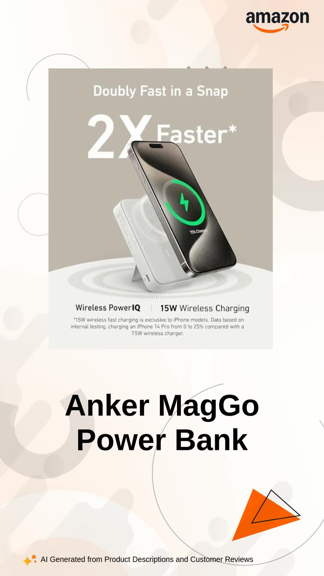 Anker MagGo Power Bank, Qi2 Certified 15W Ultra-Fast MagSafe